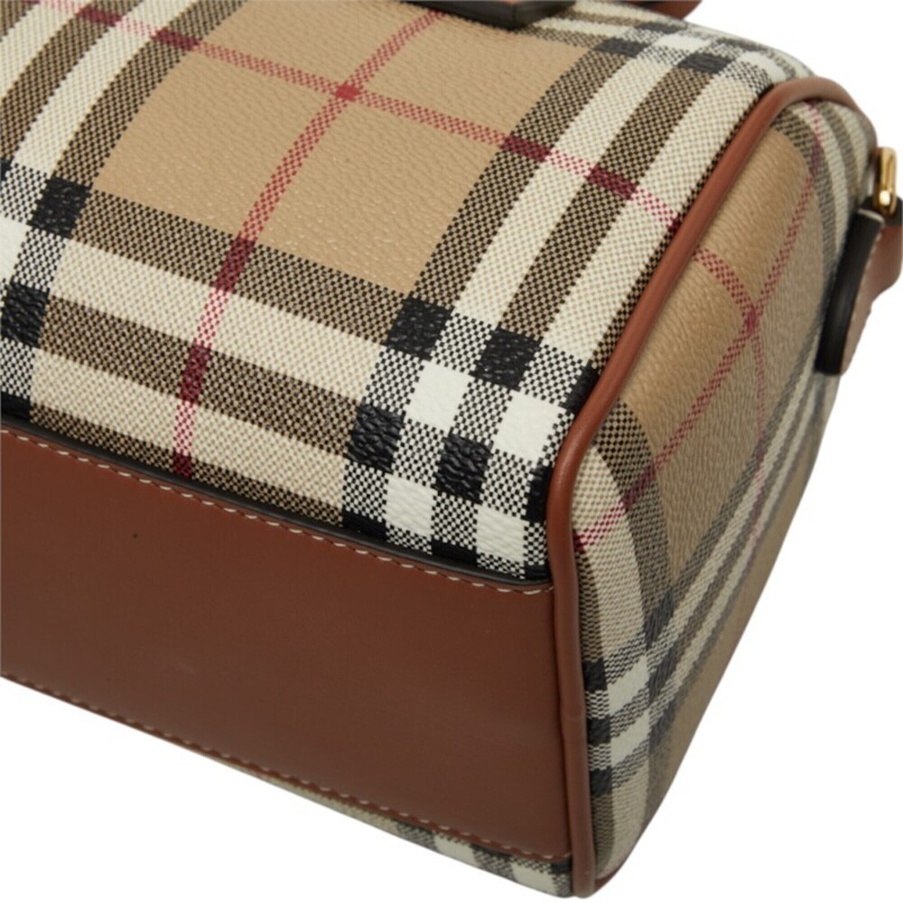 Burberry Nova Check Mini Bowling Bag Handbag Shoulder 2WAY Beige Brown Leathe... - Picture 6 of 10